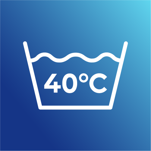 Símbolo de lavado que indica lavar a temperatura máxima de 40 grados Celsius en agua tibia.