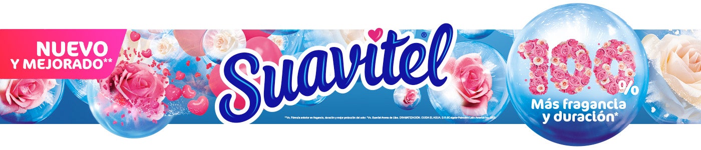 100% fragancia intensa y duradera de Suavitel para el cuidado de tu ropa
