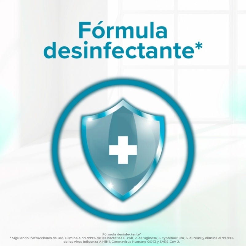 Escudo protector con cruz médica que representa la fórmula desinfectante de Fabuloso para un hogar seguro.