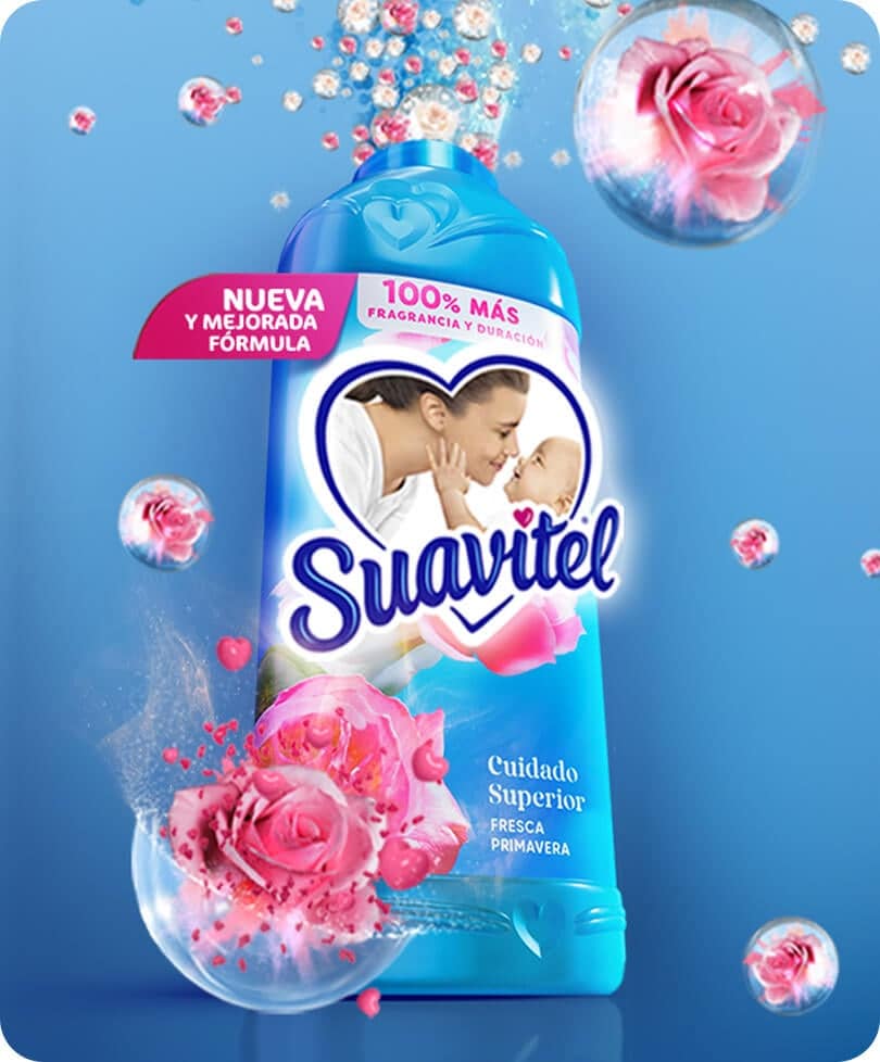 Suavizante Suavitel Cuidado Superior Fresca Primavera: nueva fórmula con 100% más fragancia.