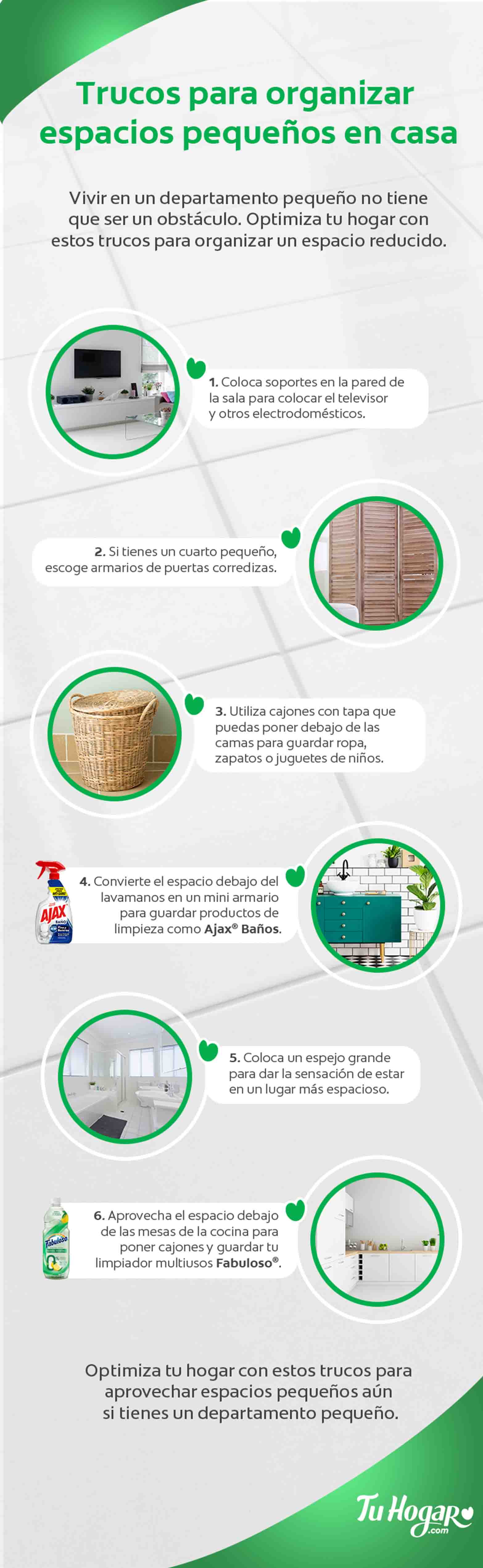 infografía como organizar espacios pequeños en casa