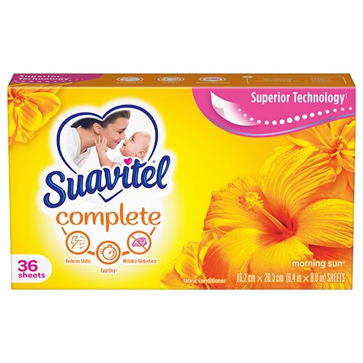 Suavitel Complete Dryer Sheets Morning Sun  36 cts