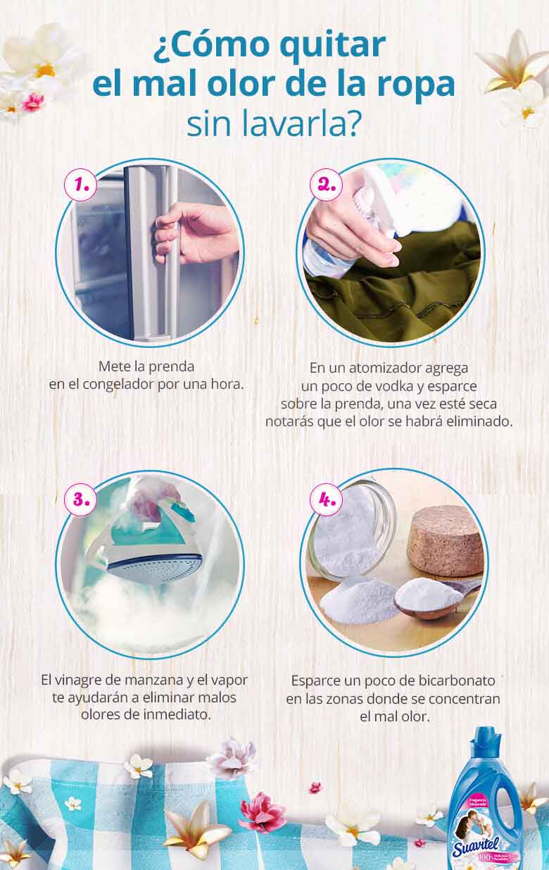 infografía cómo quitar el mal olor de la ropa sin lavarla