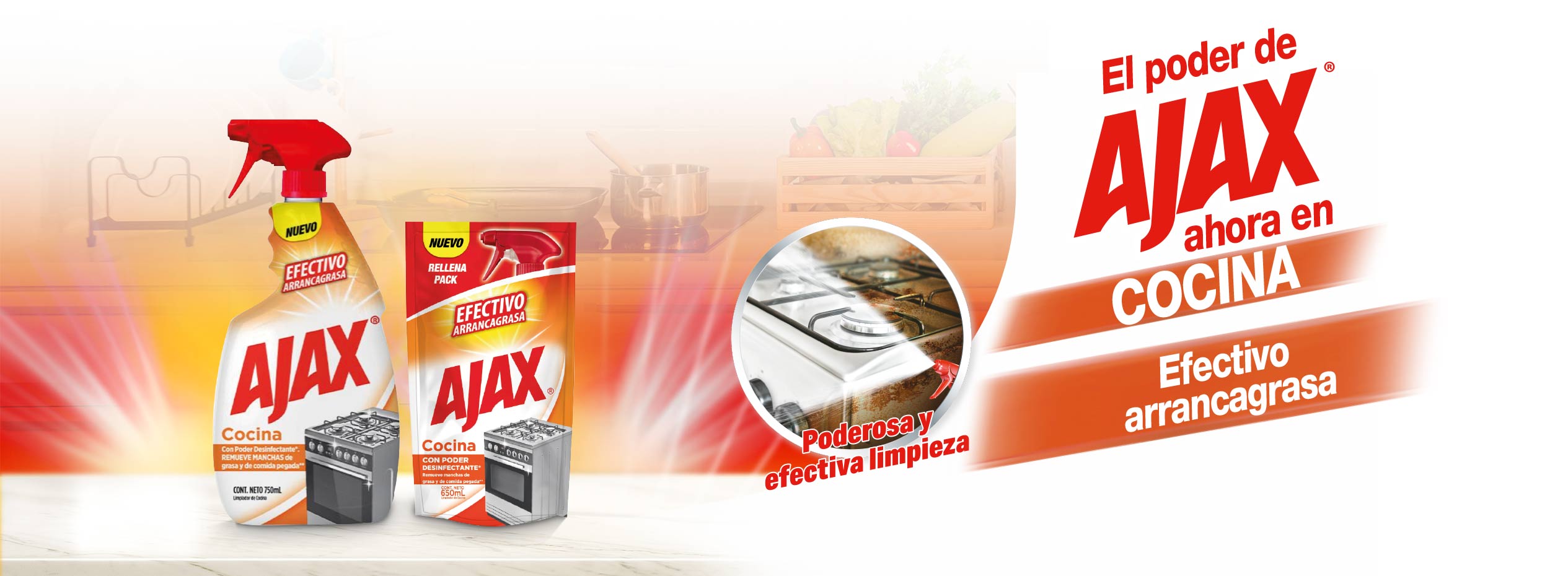 Ajax® Pino. Multilimpiador desinfectante. Elimina el 99.99% de bacterias