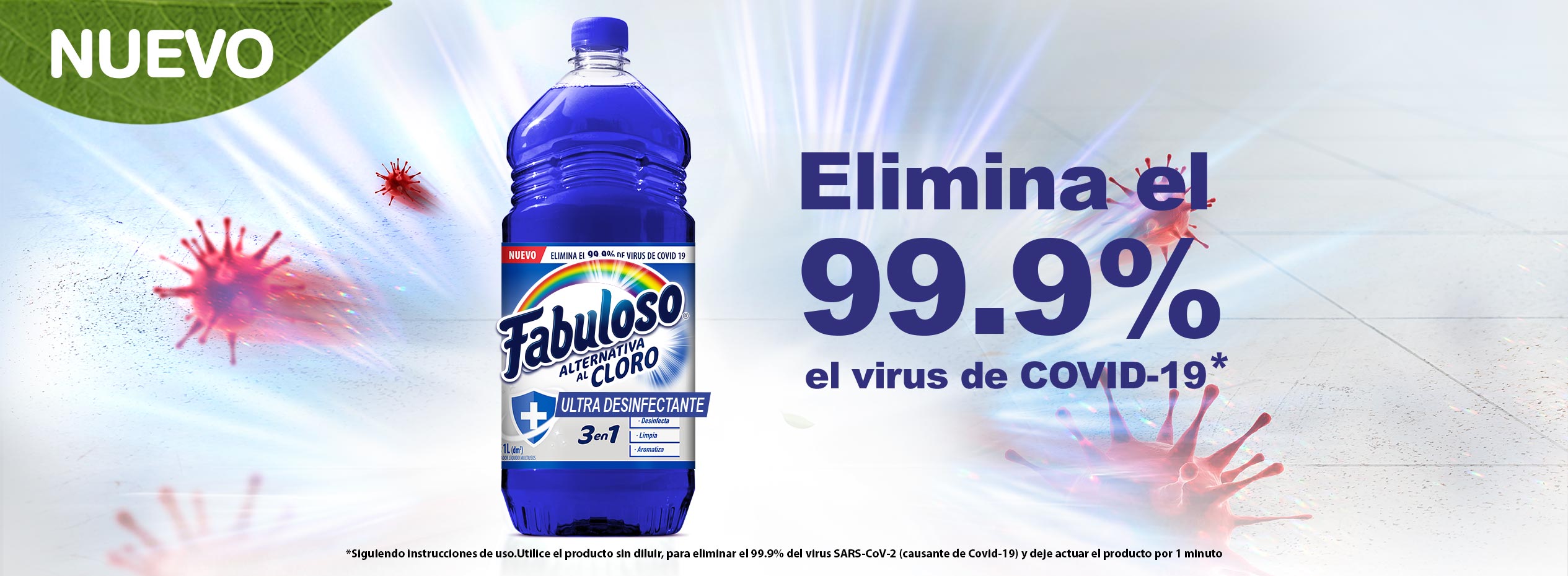 Fabuloso® Alternativa al Cloro, elimina el 99.9% el virus de COVID-19