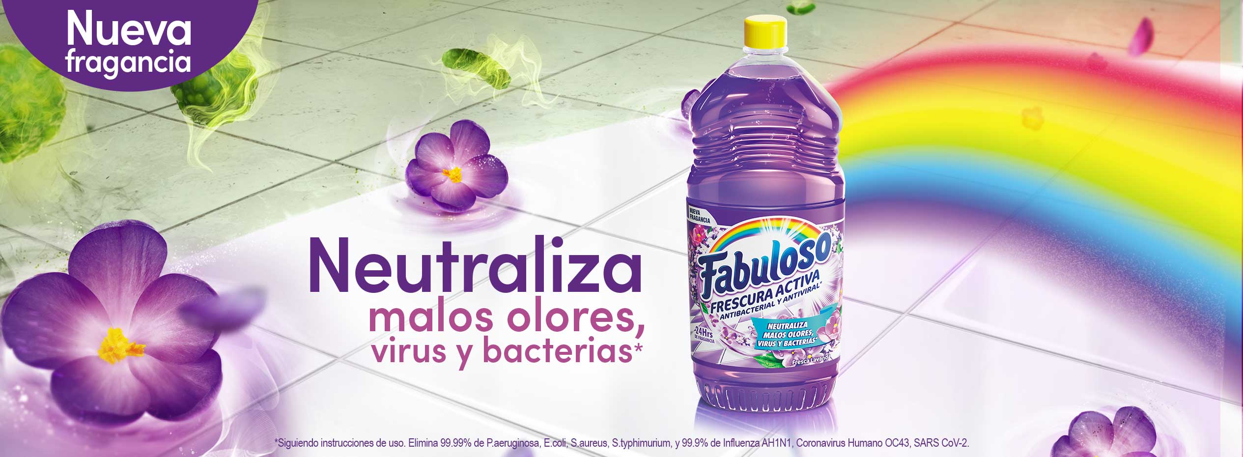 Fabuloso® Fresca Lavanda, neutraliza malos olores, virus y bacterias