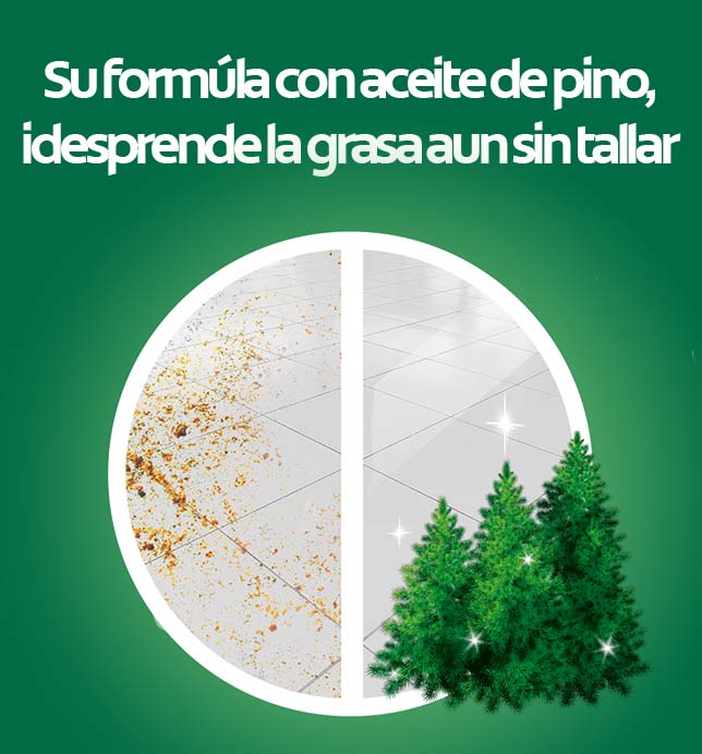 Fórmula con aceite de pino que desprende la grasa aún sin tallar