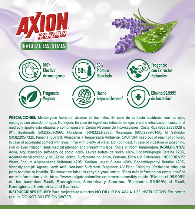 Axion - Natural Essentials - Lavanda y aloe | Instrucciones de uso