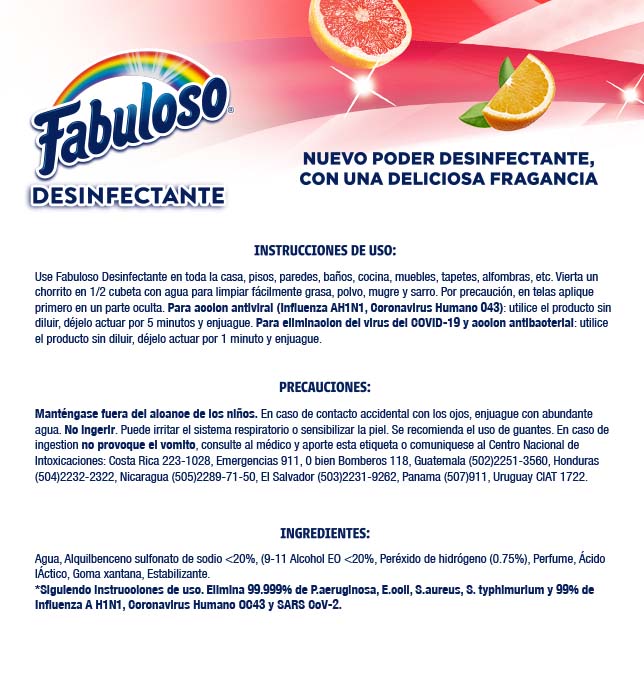 Fabuloso - Desinfectante - Frescura cítrica | Instrucciones de uso