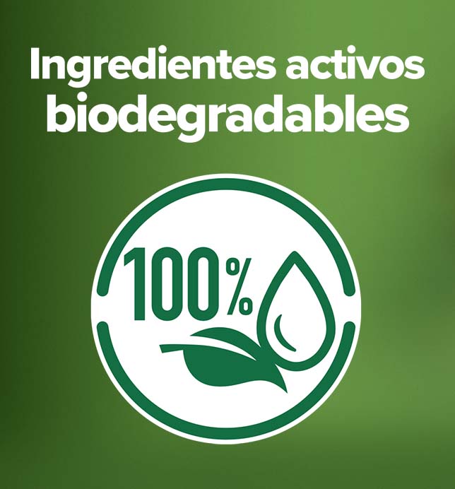 100% Ingredientes activos biodegradables 