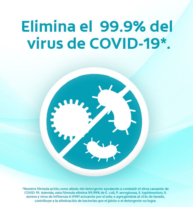 Elimina 99% de bacterias y el virus de COVID-19* 