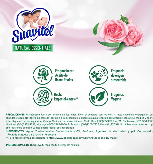 Suavitel - Natural Essentials - Agua de rosa | Instrucciones de uso 