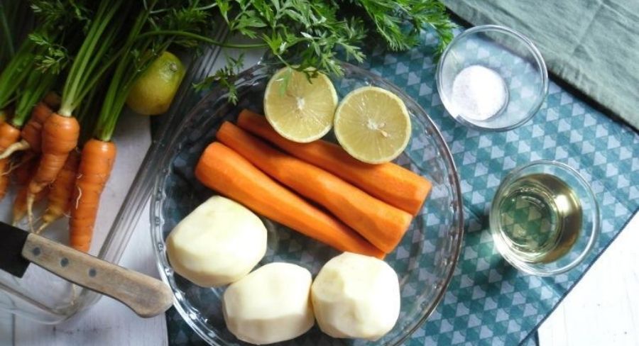Ingredientes para hacer mayonesa vegana de zanahorias