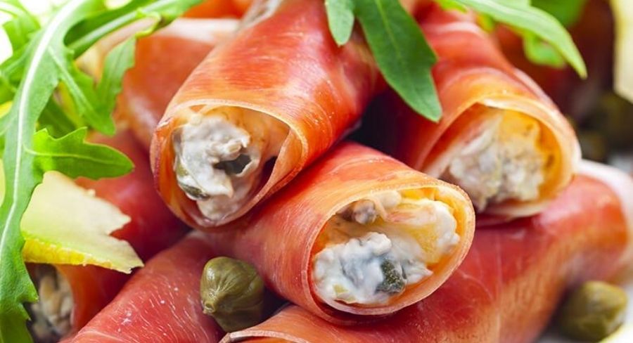 Rollitos de jamón con atún