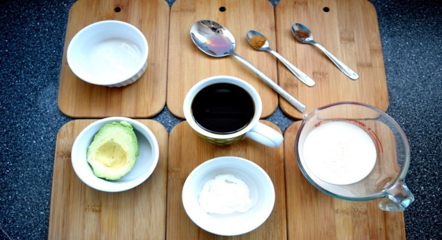 Ingredientes para aguacate & coco latte