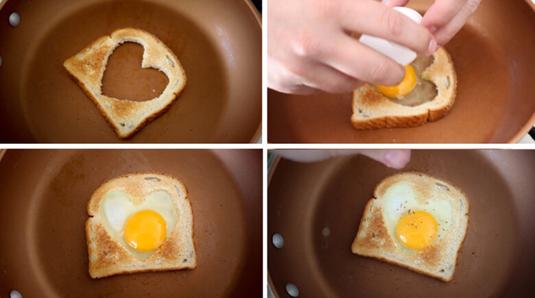 Desayuno perfecto para San Valentín: Pan con huevos en corazón