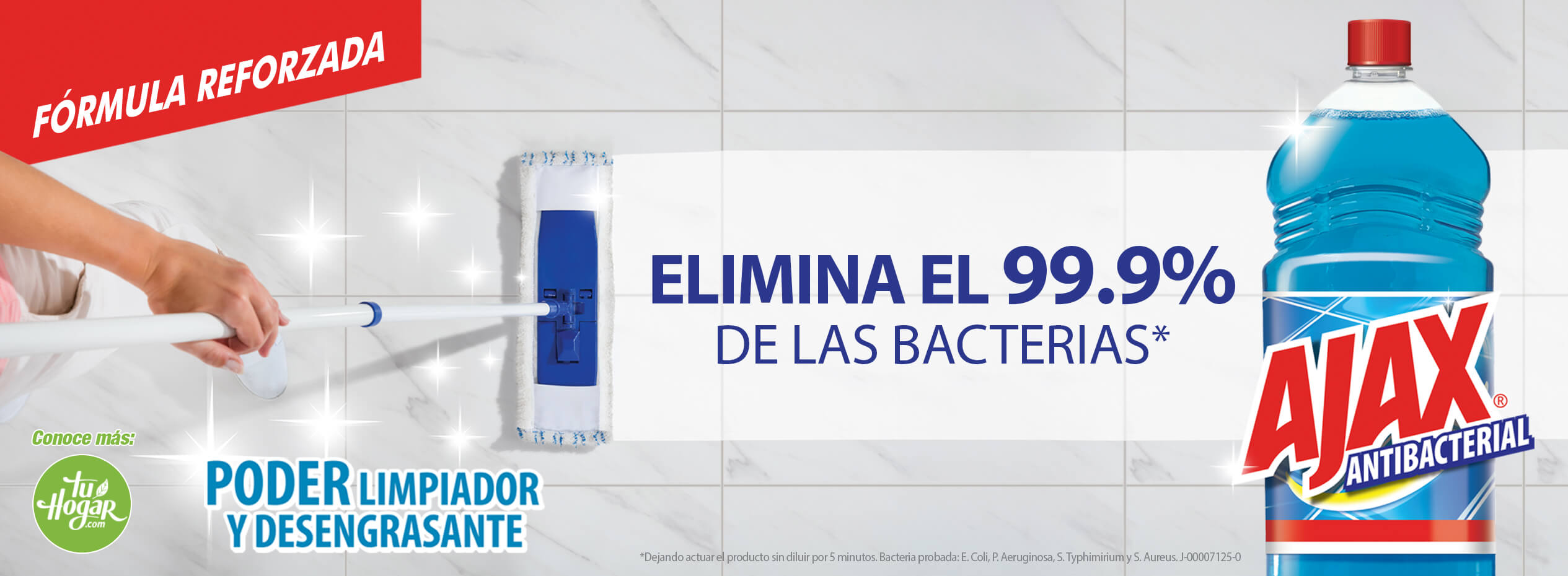 Ajax®  Multilimpiador desinfectante. Elimina el 99.99% de bacterias