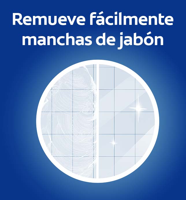 Cuenta con un efectivo poder anti-sarro y remueve fácilmente las manchas de jabón