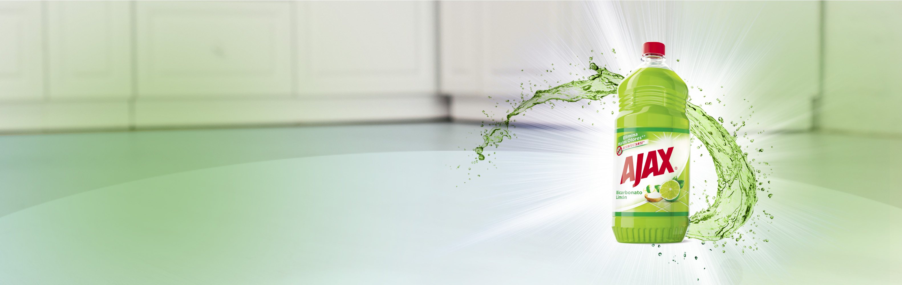 Ajax Bicarbonato Limón Elimina el 99.9% de virus y bacterias* 