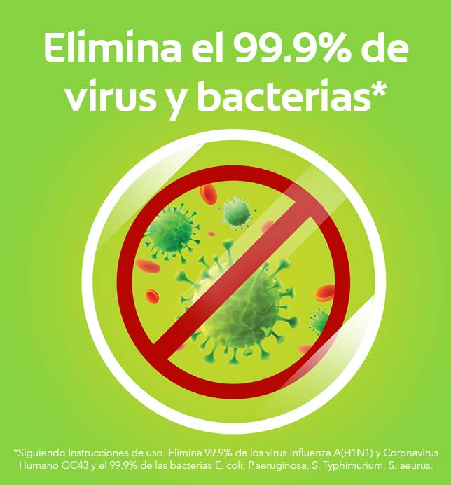 Elimina el 99% de virus y bacterias