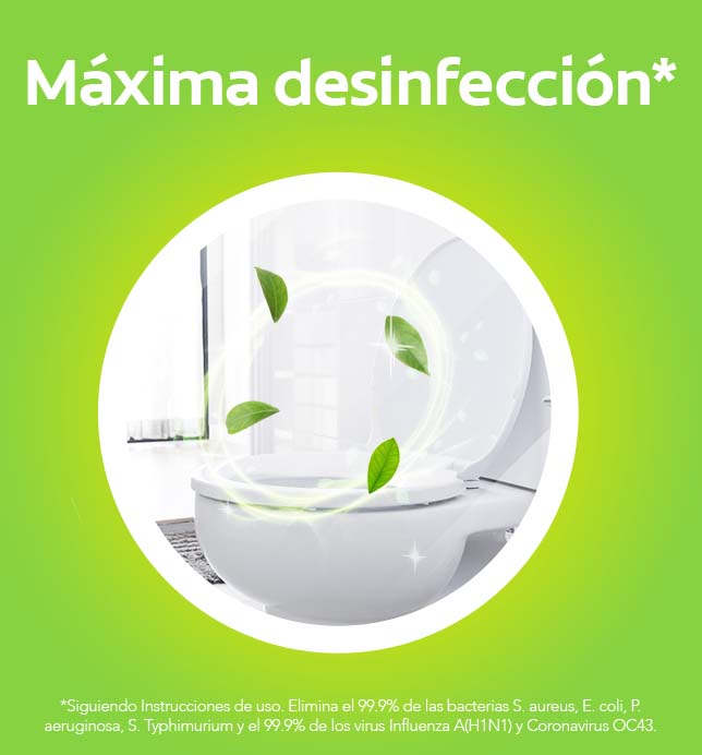 Ofrece una máxima desinfección* gracias a su poderosa fórmula a base de cloro