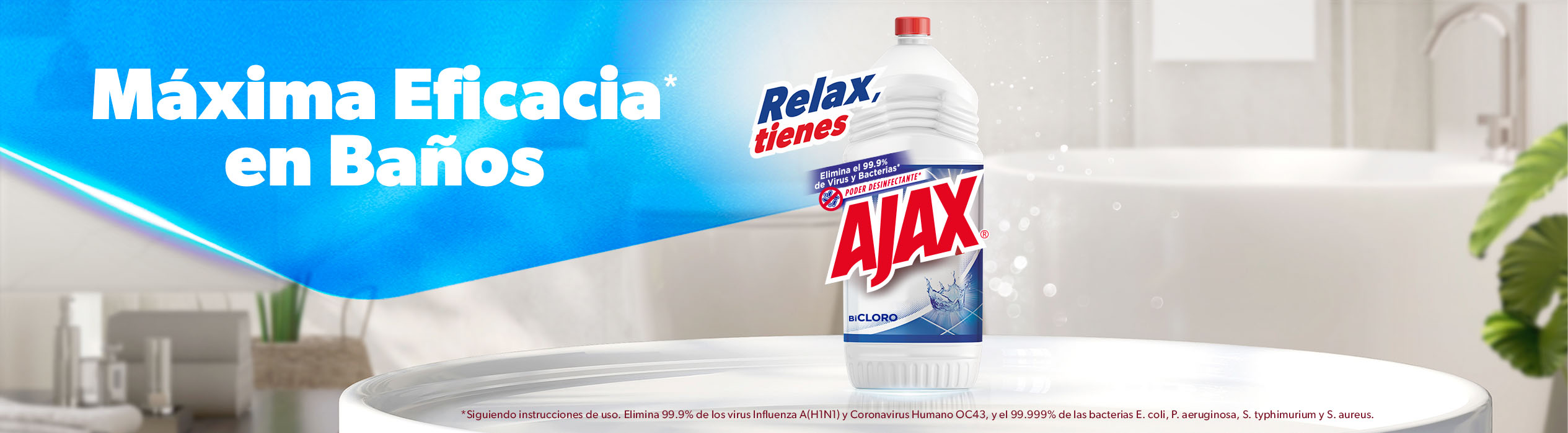 Desinfectante líquido Ajax Bicloro | máxima eficacia en baños