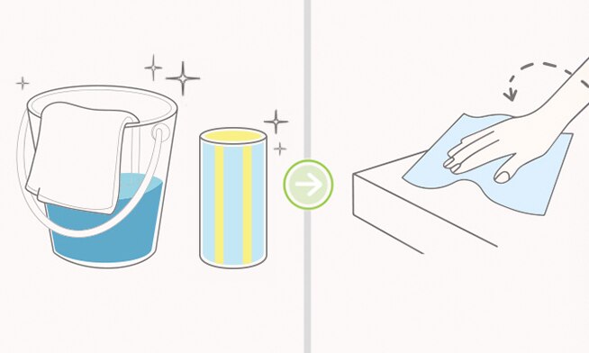 Diluye 125 ml por cada 5 litros de agua. Humedece un trapo o esponja con esta solución y limpia