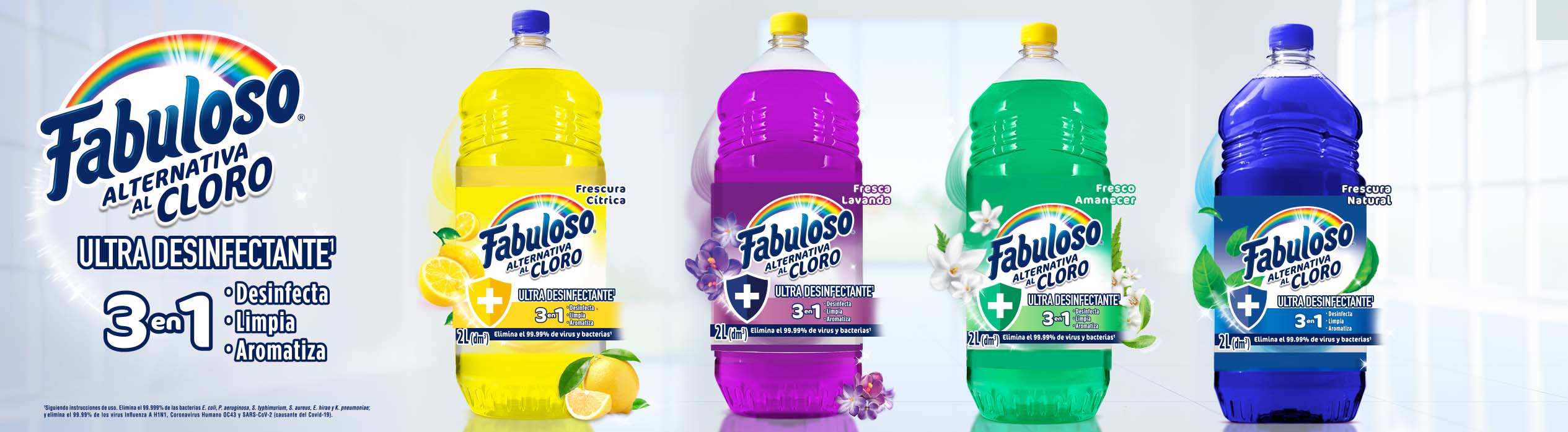Conoce las diferentes presentaciones de Fabuloso Alternativa al Cloro 3 en 1