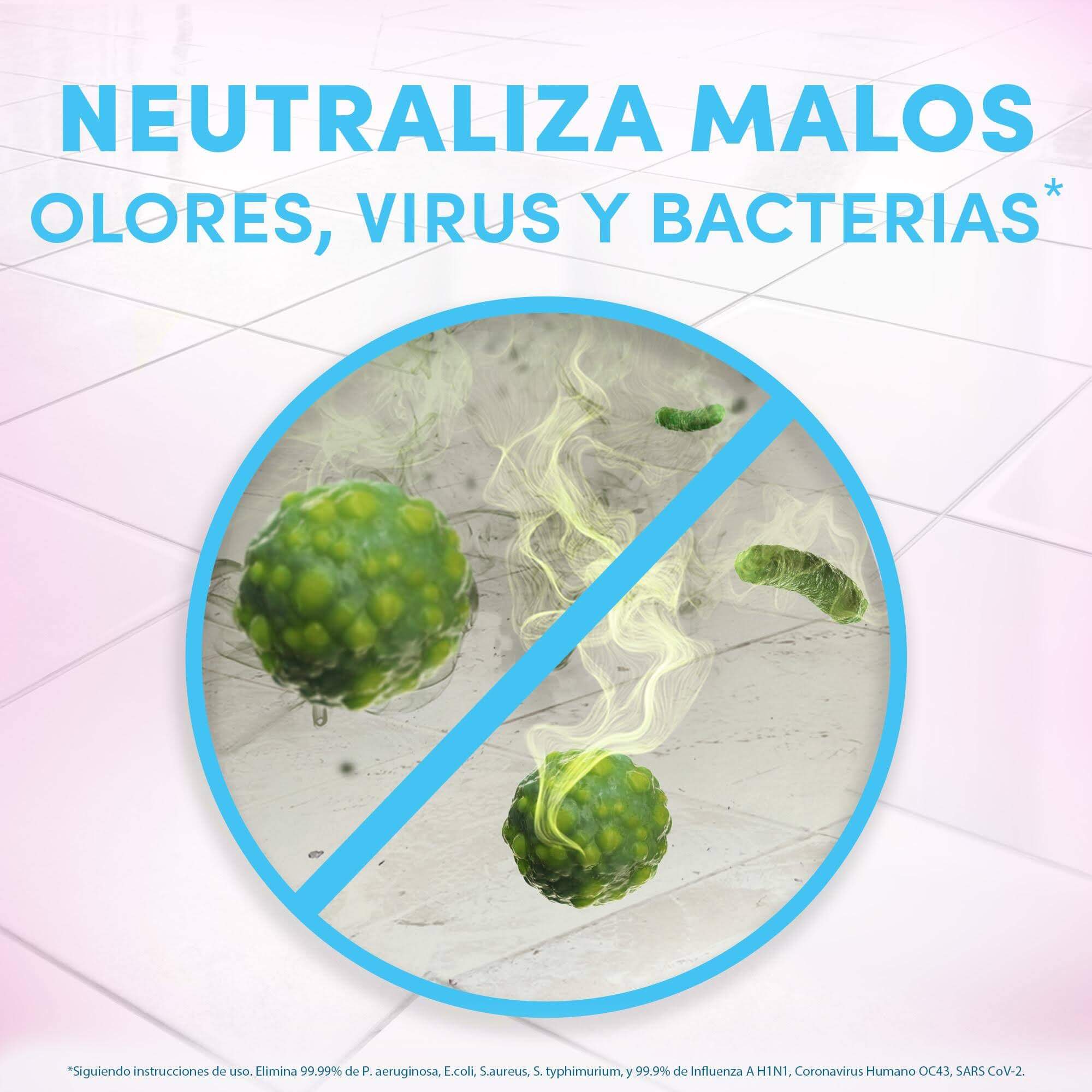 Neutraliza malos olores, virus y bacterias Fabuloso aroma de bebé