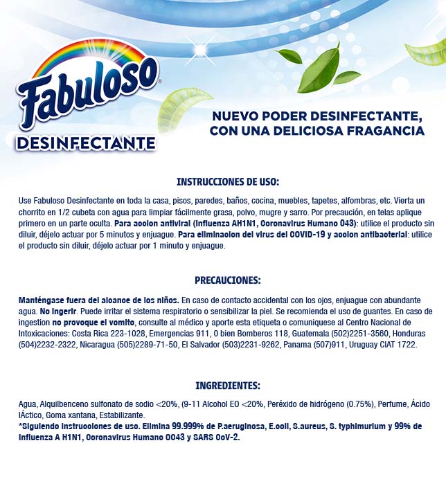 Fabuloso - Desinfectante - Frescura natural | Instrucciones de uso 