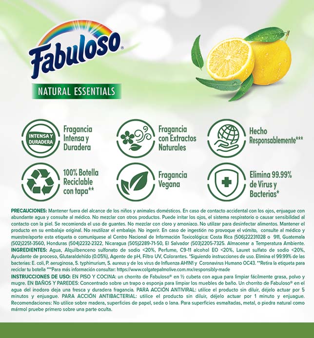 Fabuloso - Natural Essentials - Eucalipto y cítricos | Instrucciones de uso 