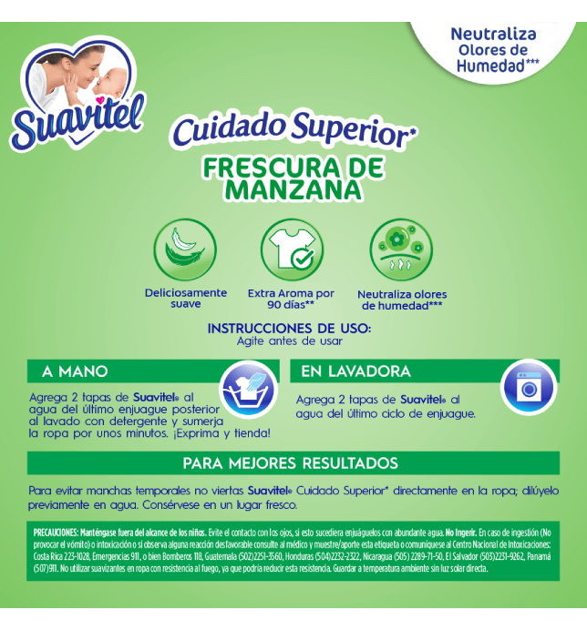 Suavitel - Cuidado Superior - Frescura de manzana | Instrucciones de uso 