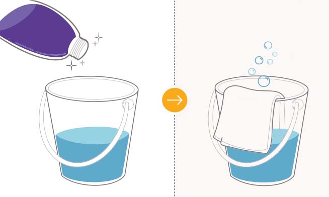 Agrega 2 tapas del suavizante de telas al agua del último enjuague. Exprime y extiende 