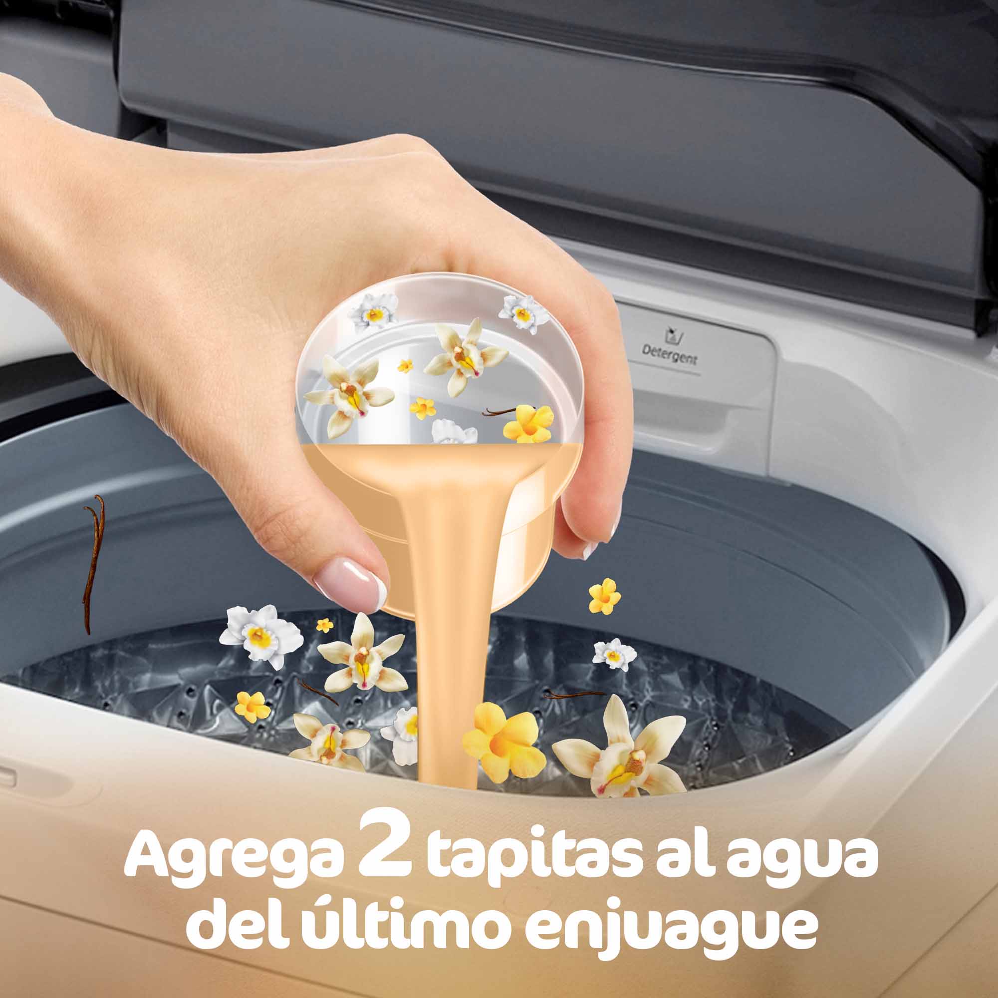 Agrega 2 tapitas al agua del último enjuague